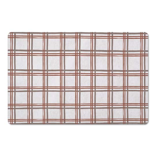 Holiday Plaid on White Floor Mat